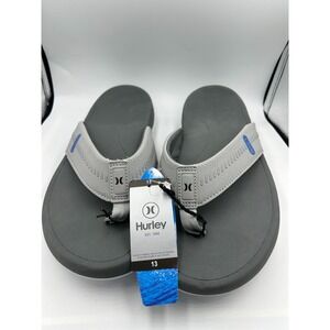 Hurley Men's Wave Runner Comfort Easy Step-In Flip-Flop Grey Size 13 NEW